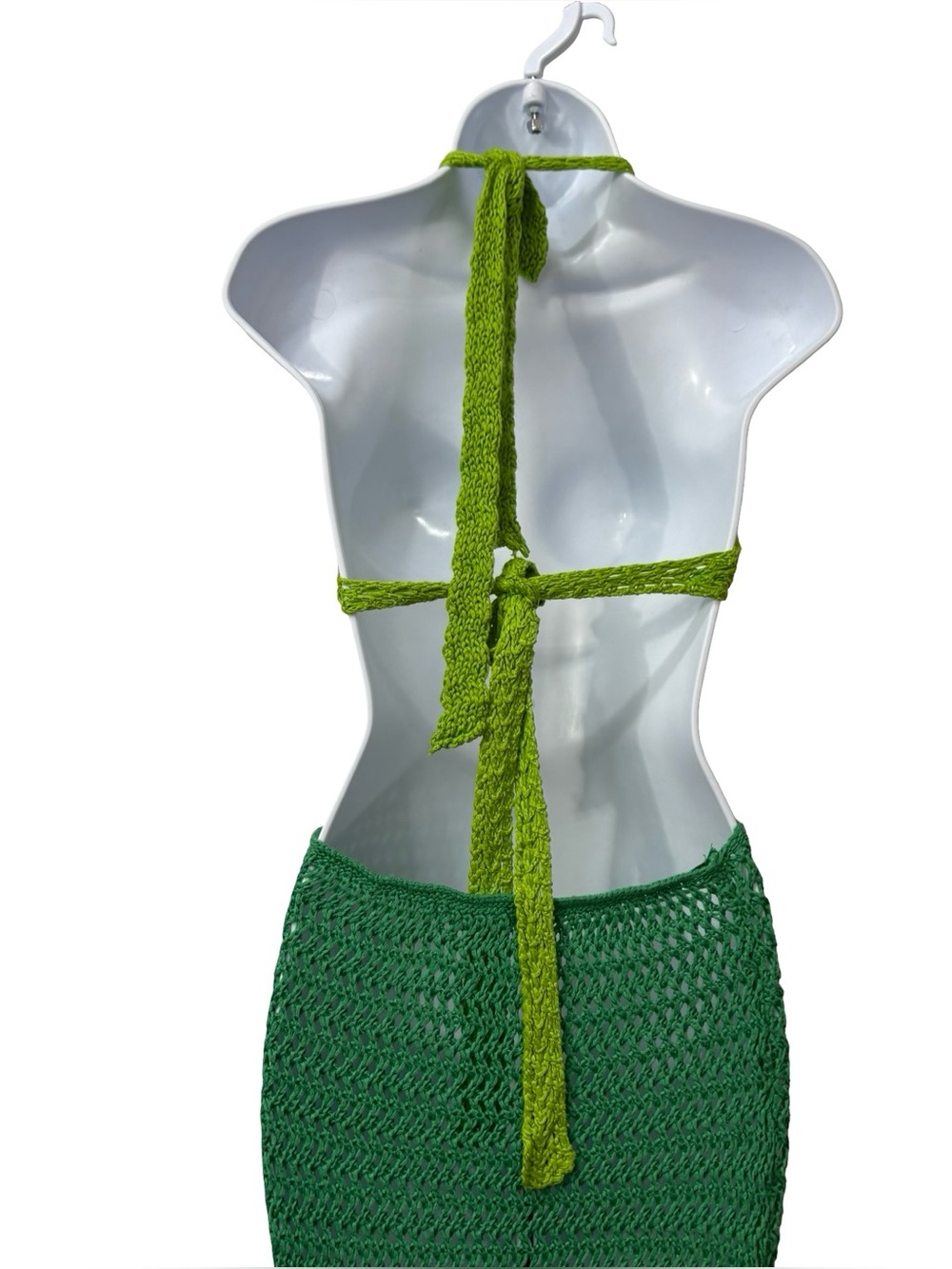Peppermayo Haven Crochet Maxi Dress Green two-tone halter neck Size XS/S - Picture 10 of 16